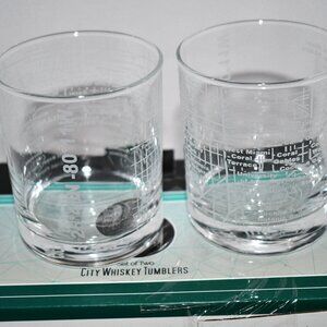 Greenline Goods Whiskey Glasses – MIAMI Lovers, Etched City Map Old Fashioned Ro